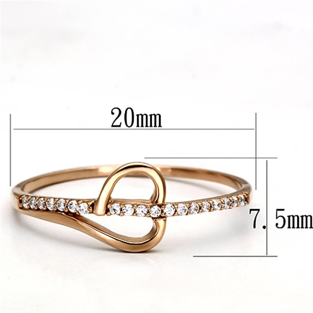 TS095 - Rose Gold 925 Sterling Silver Ring with AAA Grade CZ  in Clear-1