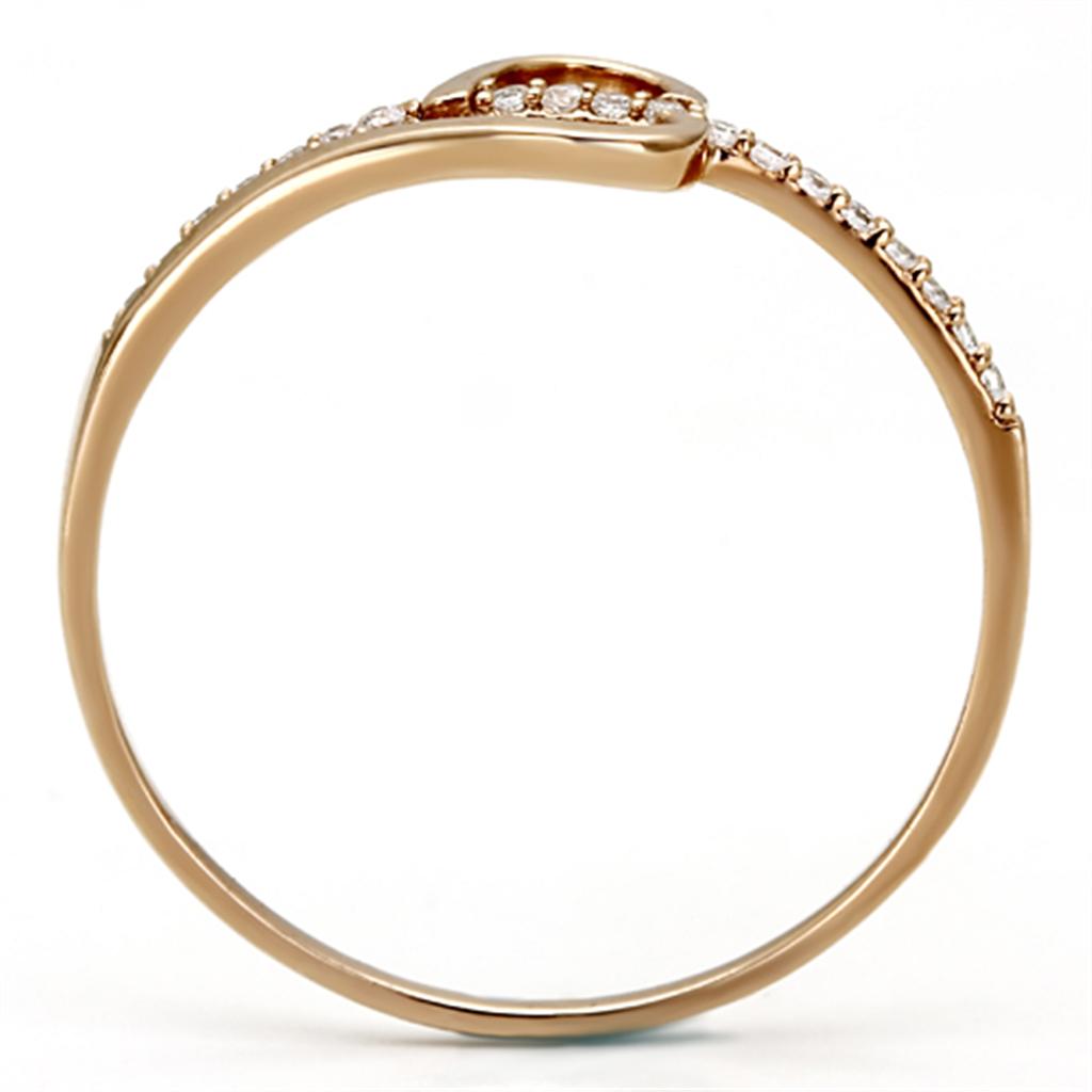 TS095 - Rose Gold 925 Sterling Silver Ring with AAA Grade CZ  in Clear-2