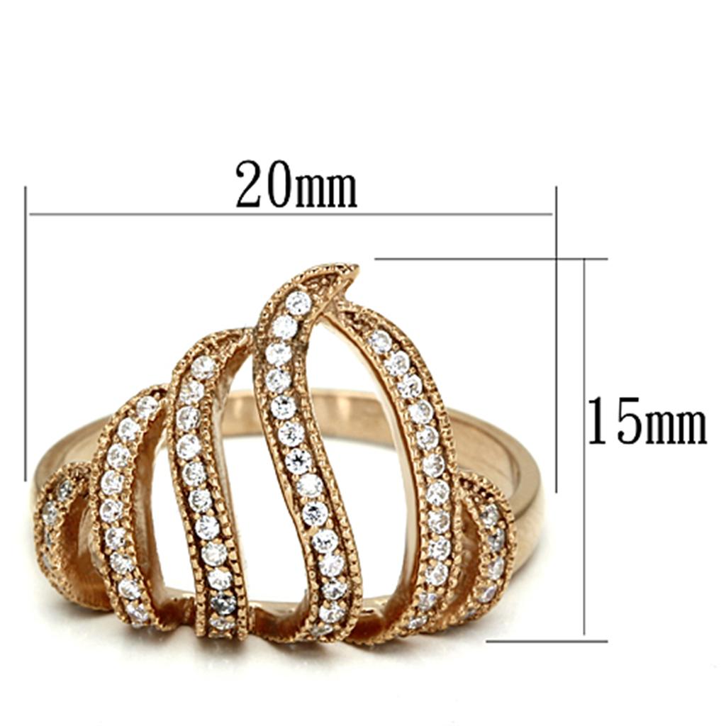 TS096 - Rose Gold 925 Sterling Silver Ring with AAA Grade CZ  in Clear-1
