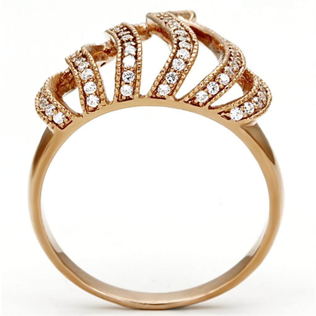 TS096 - Rose Gold 925 Sterling Silver Ring with AAA Grade CZ  in Clear-2