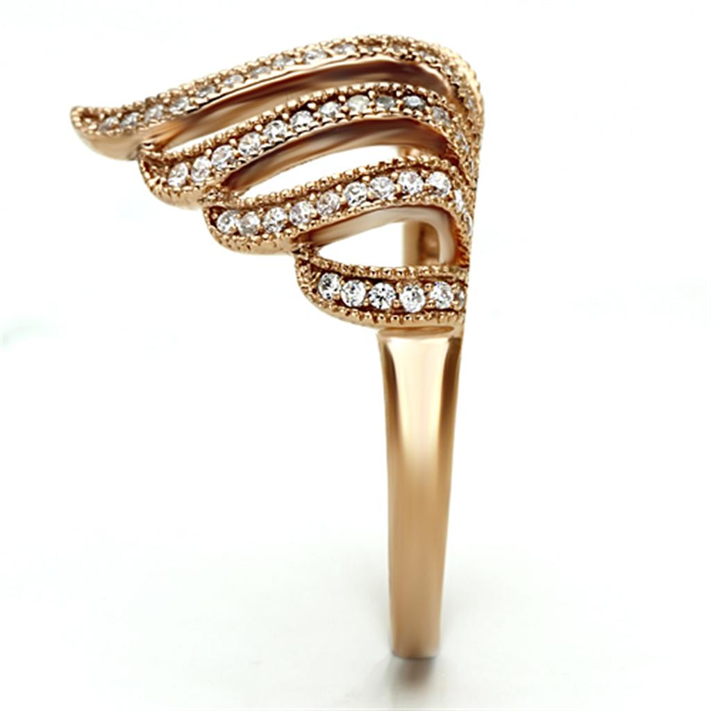 TS096 - Rose Gold 925 Sterling Silver Ring with AAA Grade CZ  in Clear-3