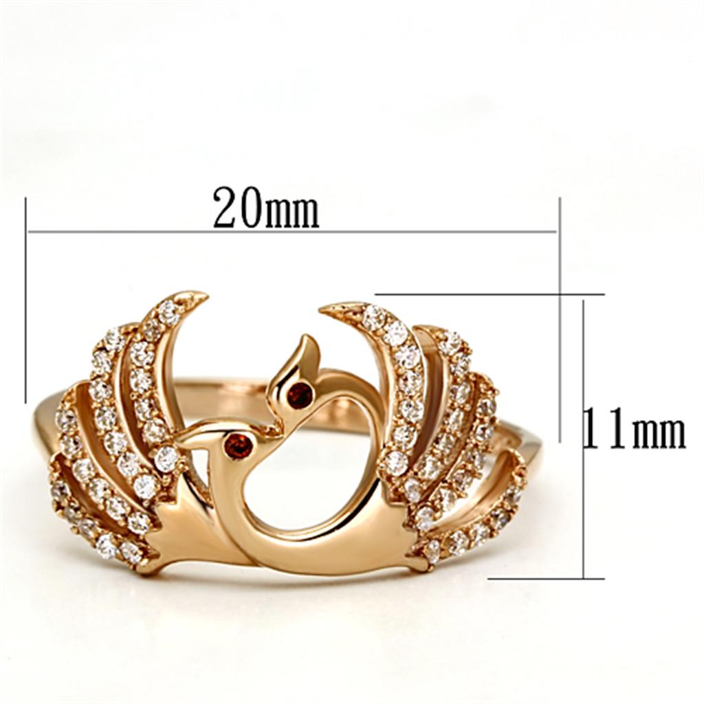 TS097 - Rose Gold 925 Sterling Silver Ring with AAA Grade CZ  in Garnet-1