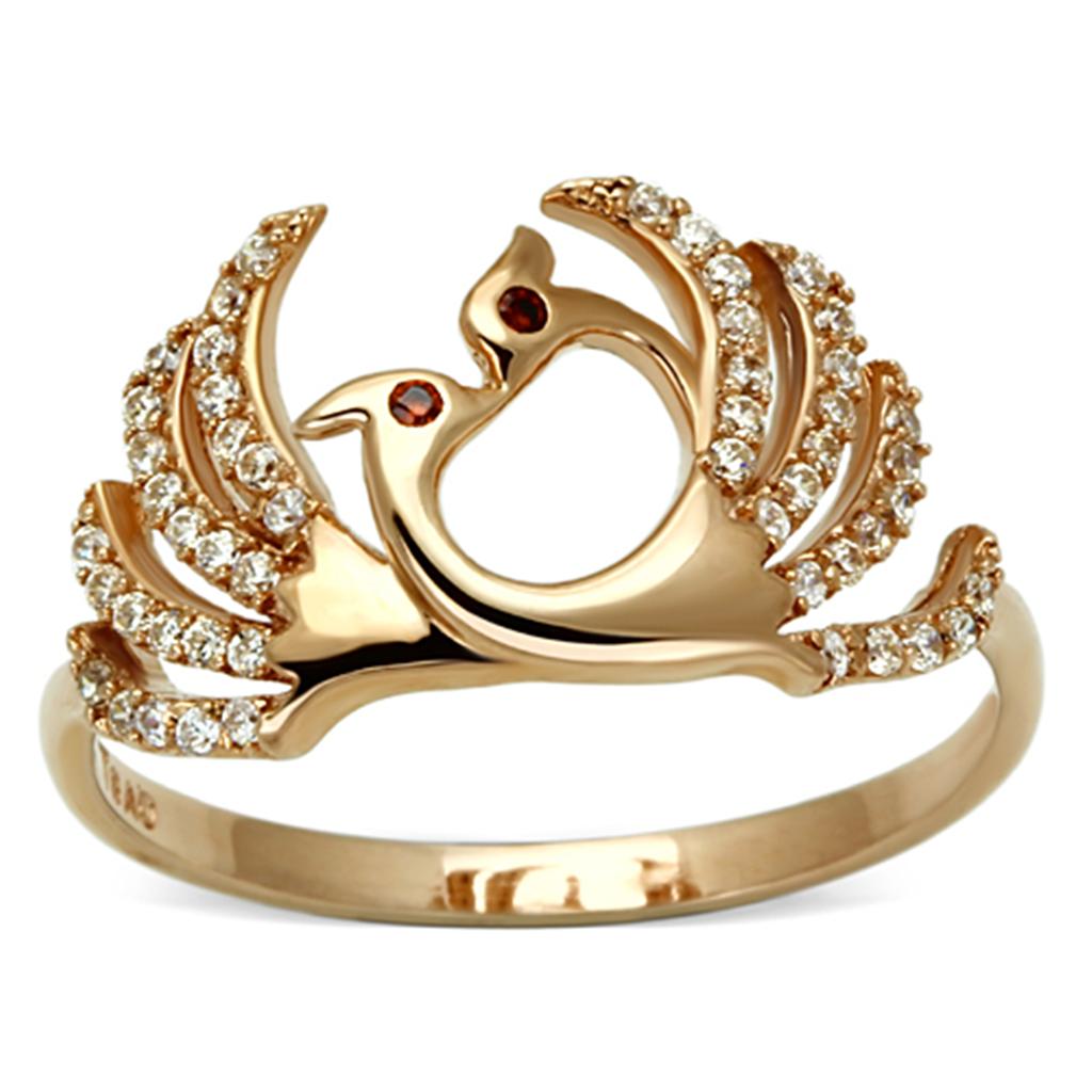 TS097 - Rose Gold 925 Sterling Silver Ring with AAA Grade CZ  in Garnet-4