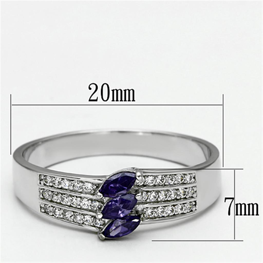 TS104 - Rhodium 925 Sterling Silver Ring with AAA Grade CZ  in Amethyst-1