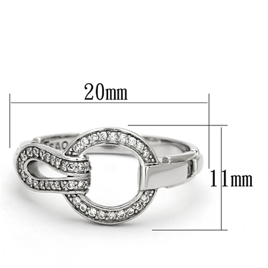 TS105 - Rhodium 925 Sterling Silver Ring with AAA Grade CZ  in Clear-1