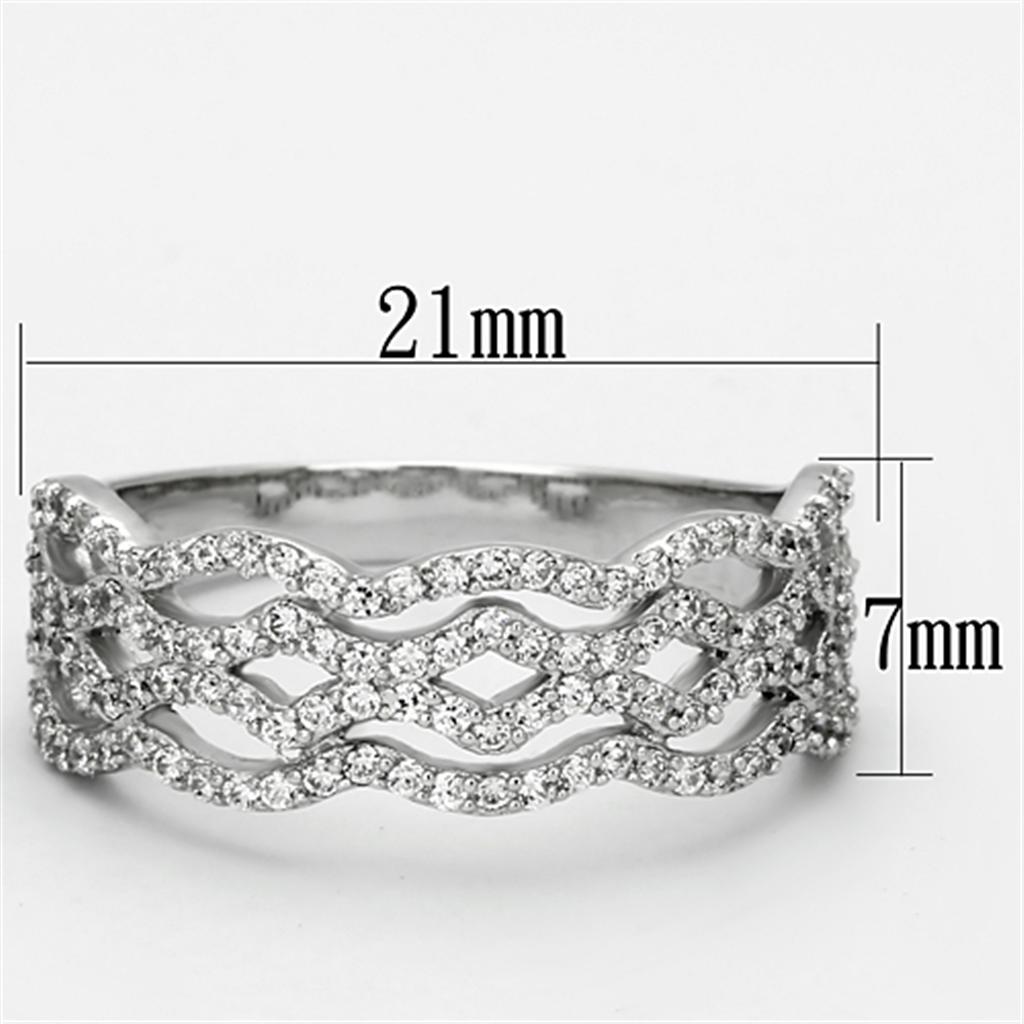TS106 - Rhodium 925 Sterling Silver Ring with AAA Grade CZ  in Clear-1