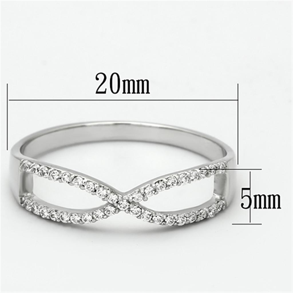 TS107 - Rhodium 925 Sterling Silver Ring with AAA Grade CZ  in Clear-1