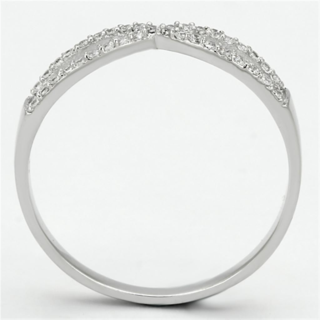 TS107 - Rhodium 925 Sterling Silver Ring with AAA Grade CZ  in Clear-2