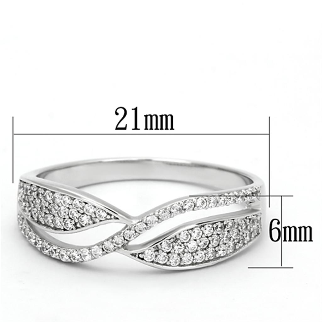 TS108 - Rhodium 925 Sterling Silver Ring with AAA Grade CZ  in Clear-1