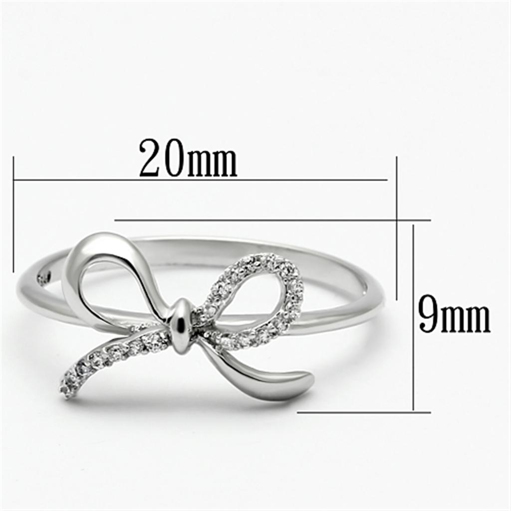 TS109 - Rhodium 925 Sterling Silver Ring with AAA Grade CZ  in Clear-1
