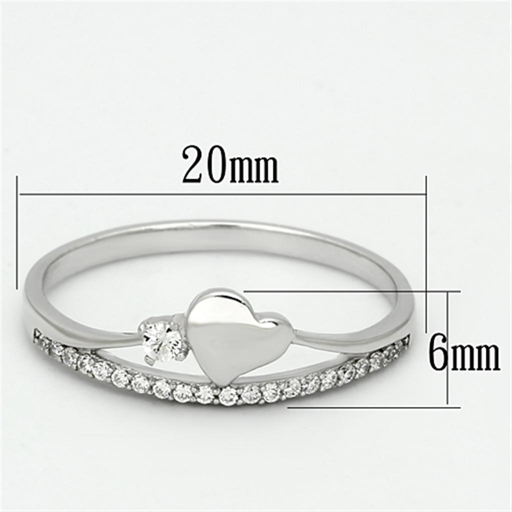 TS111 - Rhodium 925 Sterling Silver Ring with AAA Grade CZ  in Clear-1