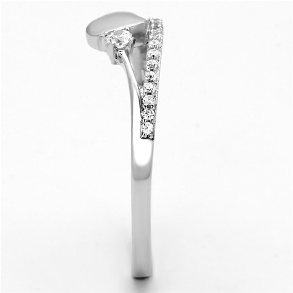 TS111 - Rhodium 925 Sterling Silver Ring with AAA Grade CZ  in Clear-3