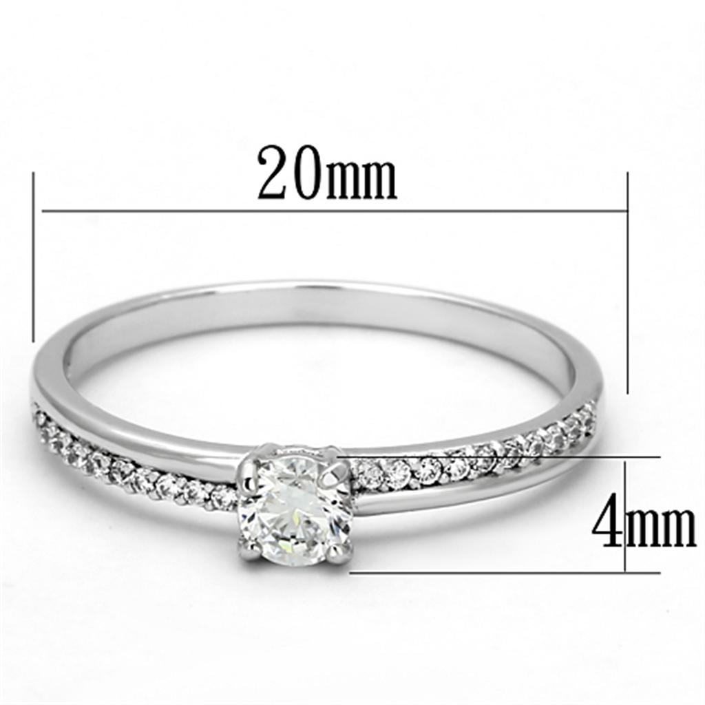 TS112 - Rhodium 925 Sterling Silver Ring with AAA Grade CZ  in Clear-1