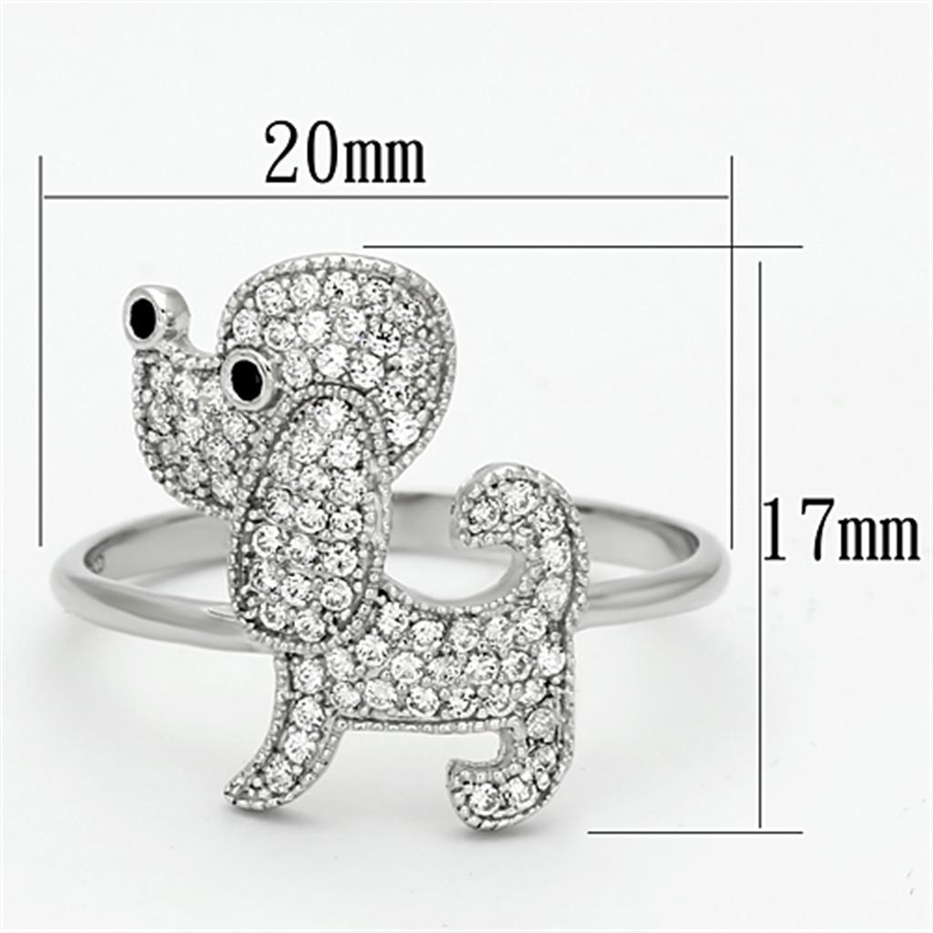 TS115 - Rhodium 925 Sterling Silver Ring with AAA Grade CZ  in Black Diamond-1