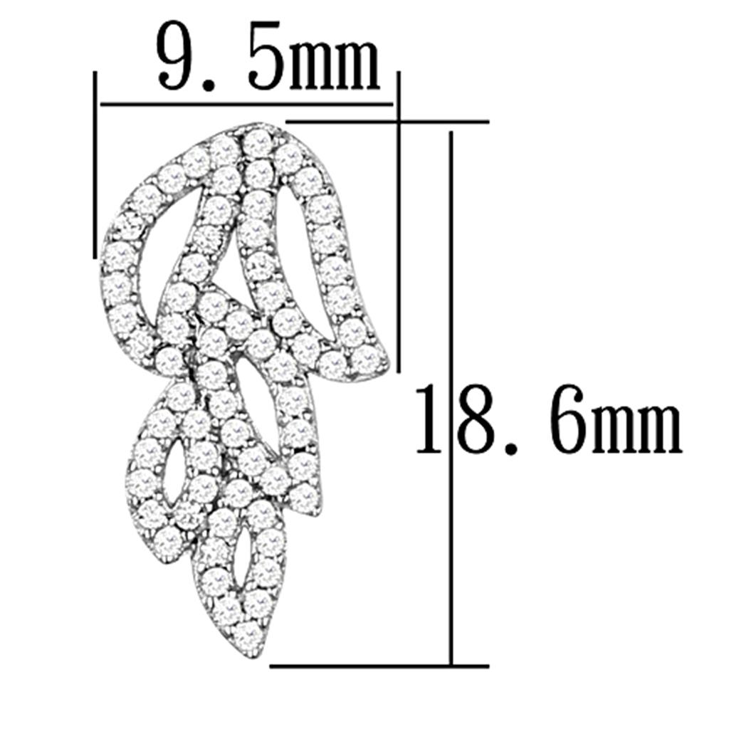 TS117 - Rhodium 925 Sterling Silver Earrings with AAA Grade CZ  in Clear-1