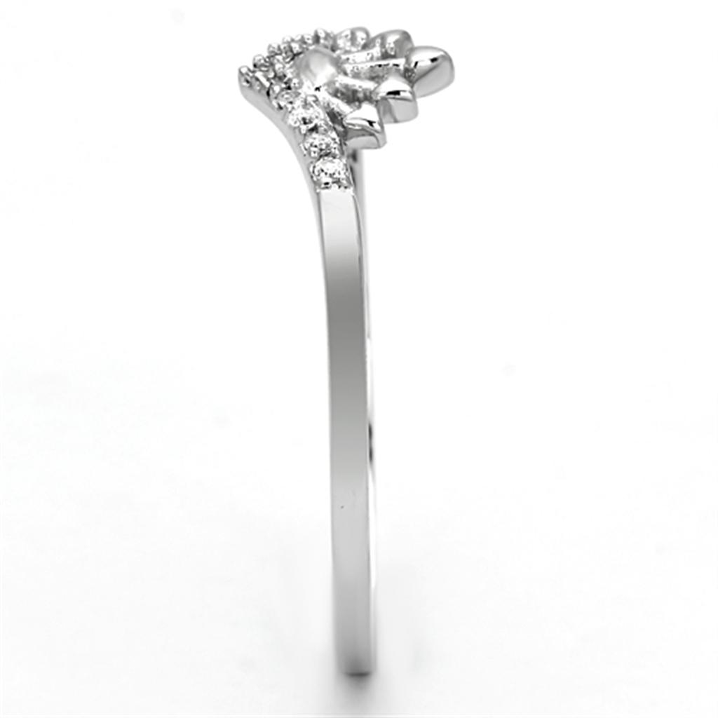 TS120 - Rhodium 925 Sterling Silver Ring with AAA Grade CZ  in Clear-3