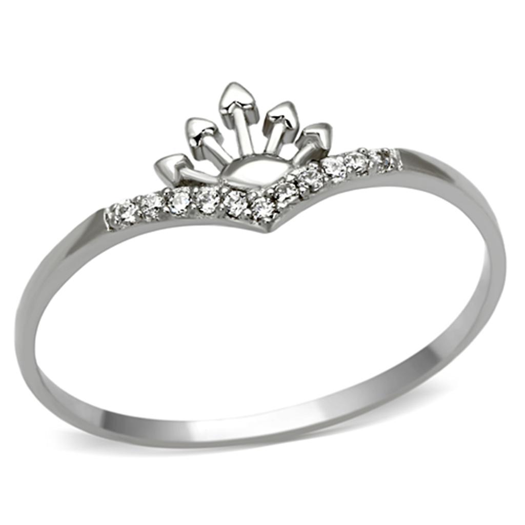 TS120 - Rhodium 925 Sterling Silver Ring with AAA Grade CZ  in Clear-4