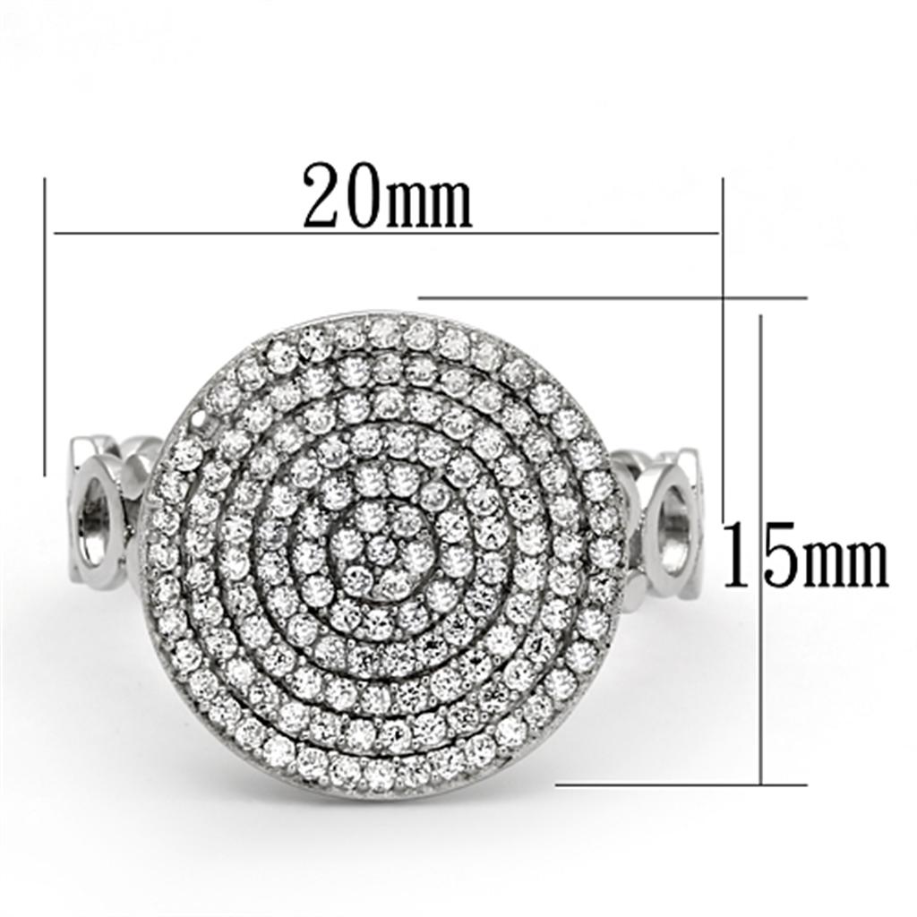 TS121 - Rhodium 925 Sterling Silver Ring with AAA Grade CZ  in Clear-1