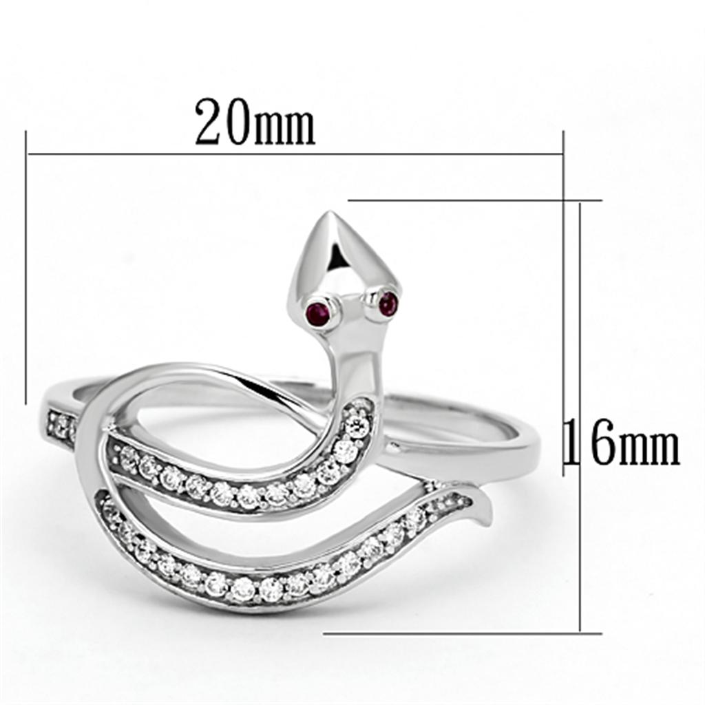 TS123 - Rhodium 925 Sterling Silver Ring with AAA Grade CZ  in Ruby-1