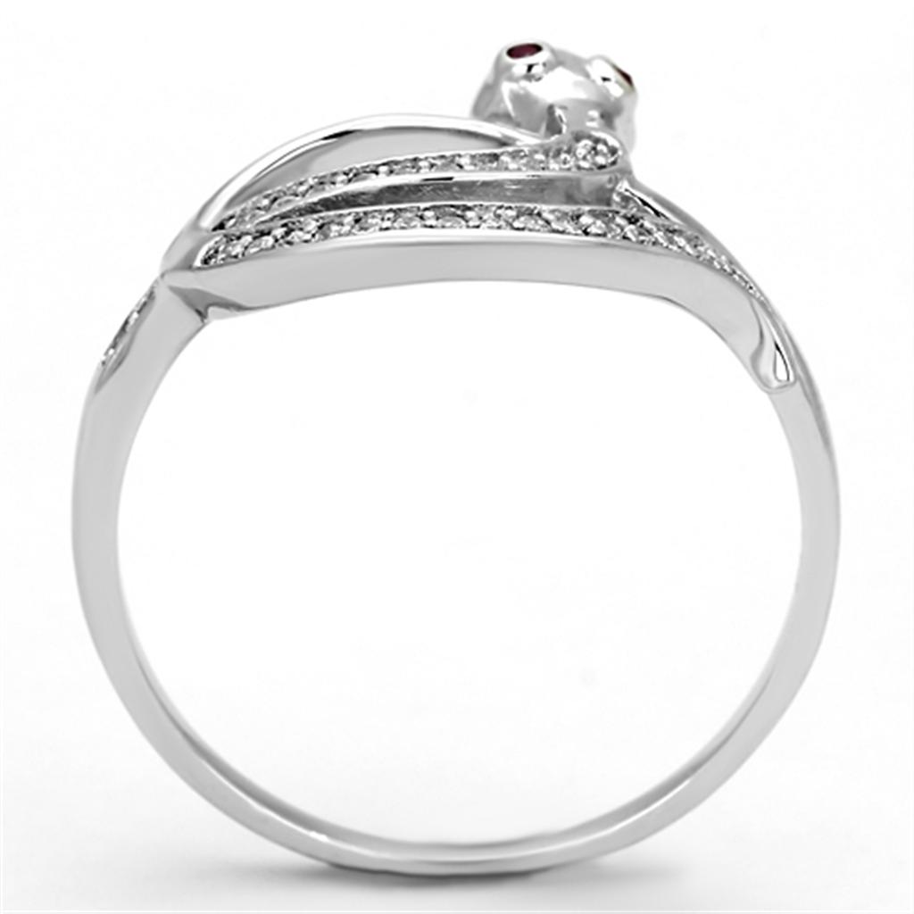 TS123 - Rhodium 925 Sterling Silver Ring with AAA Grade CZ  in Ruby-2