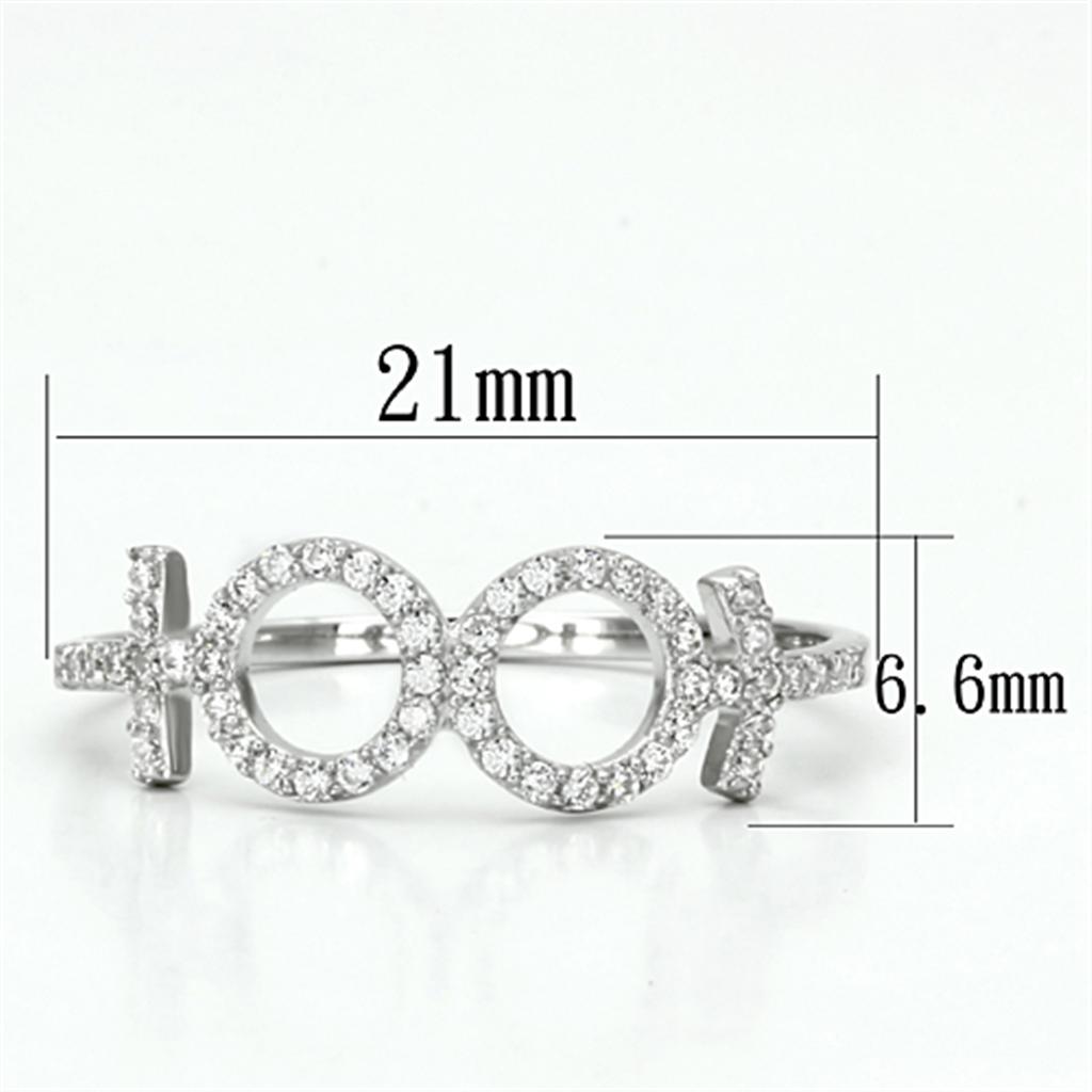 TS129 - Rhodium 925 Sterling Silver Ring with AAA Grade CZ  in Clear-1