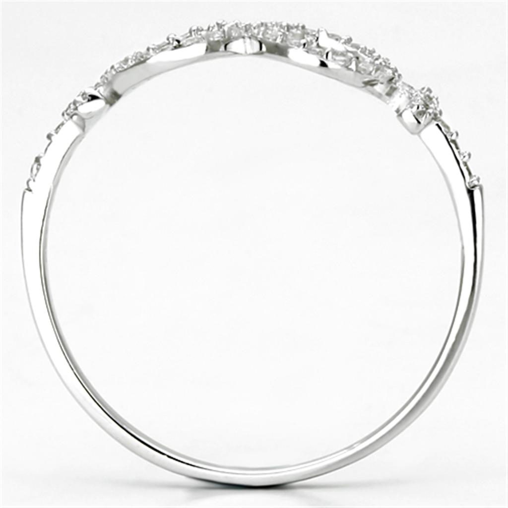 TS129 - Rhodium 925 Sterling Silver Ring with AAA Grade CZ  in Clear-2