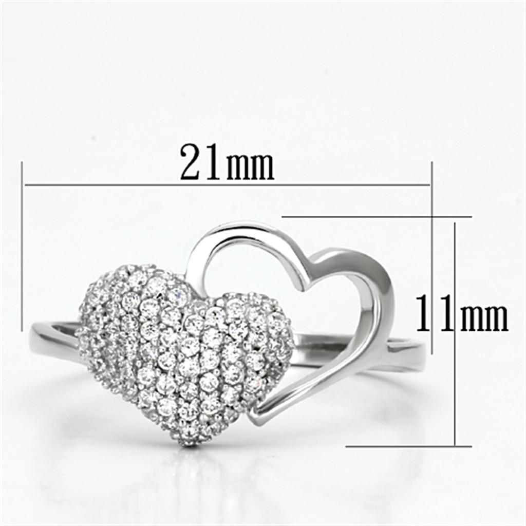 TS130 - Rhodium 925 Sterling Silver Ring with AAA Grade CZ  in Clear-1