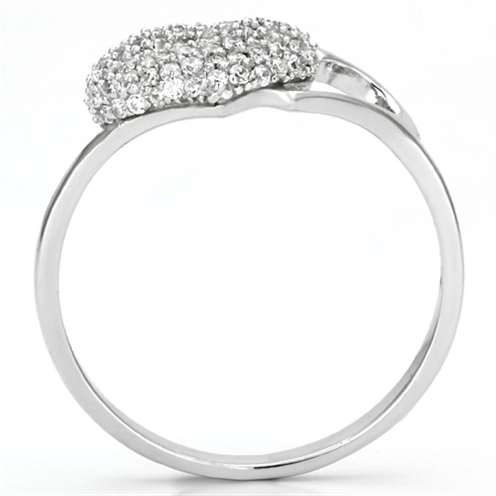 TS130 - Rhodium 925 Sterling Silver Ring with AAA Grade CZ  in Clear-2