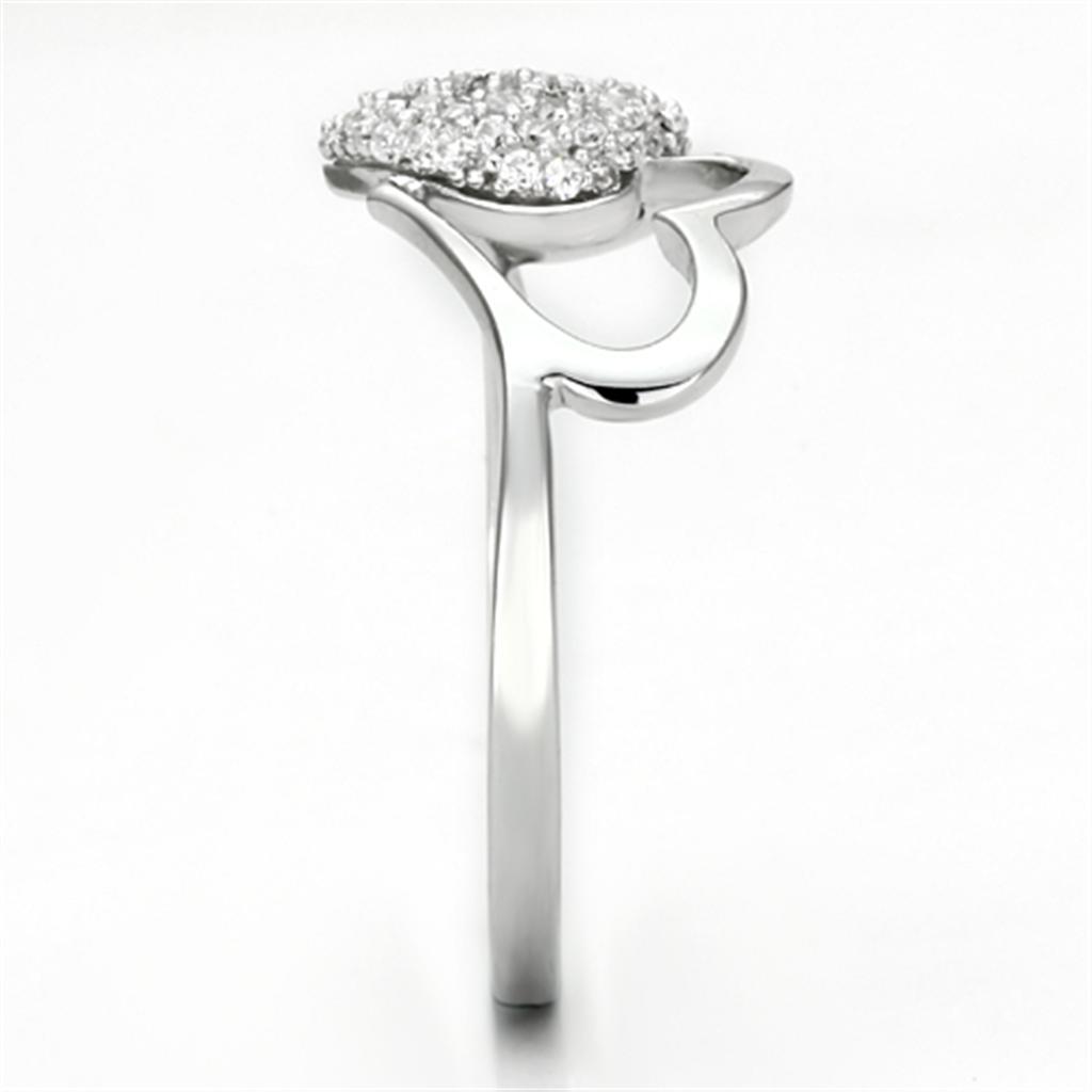 TS130 - Rhodium 925 Sterling Silver Ring with AAA Grade CZ  in Clear-3
