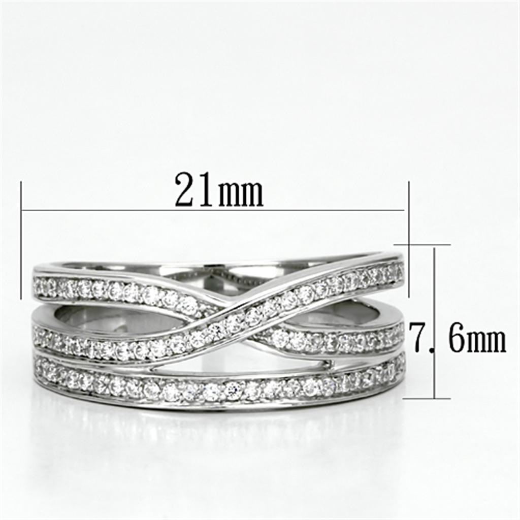 TS131 - Rhodium 925 Sterling Silver Ring with AAA Grade CZ  in Clear-1