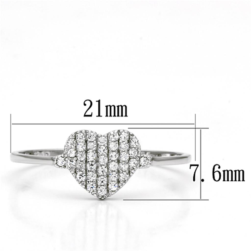 TS133 - Rhodium 925 Sterling Silver Ring with AAA Grade CZ  in Clear-1
