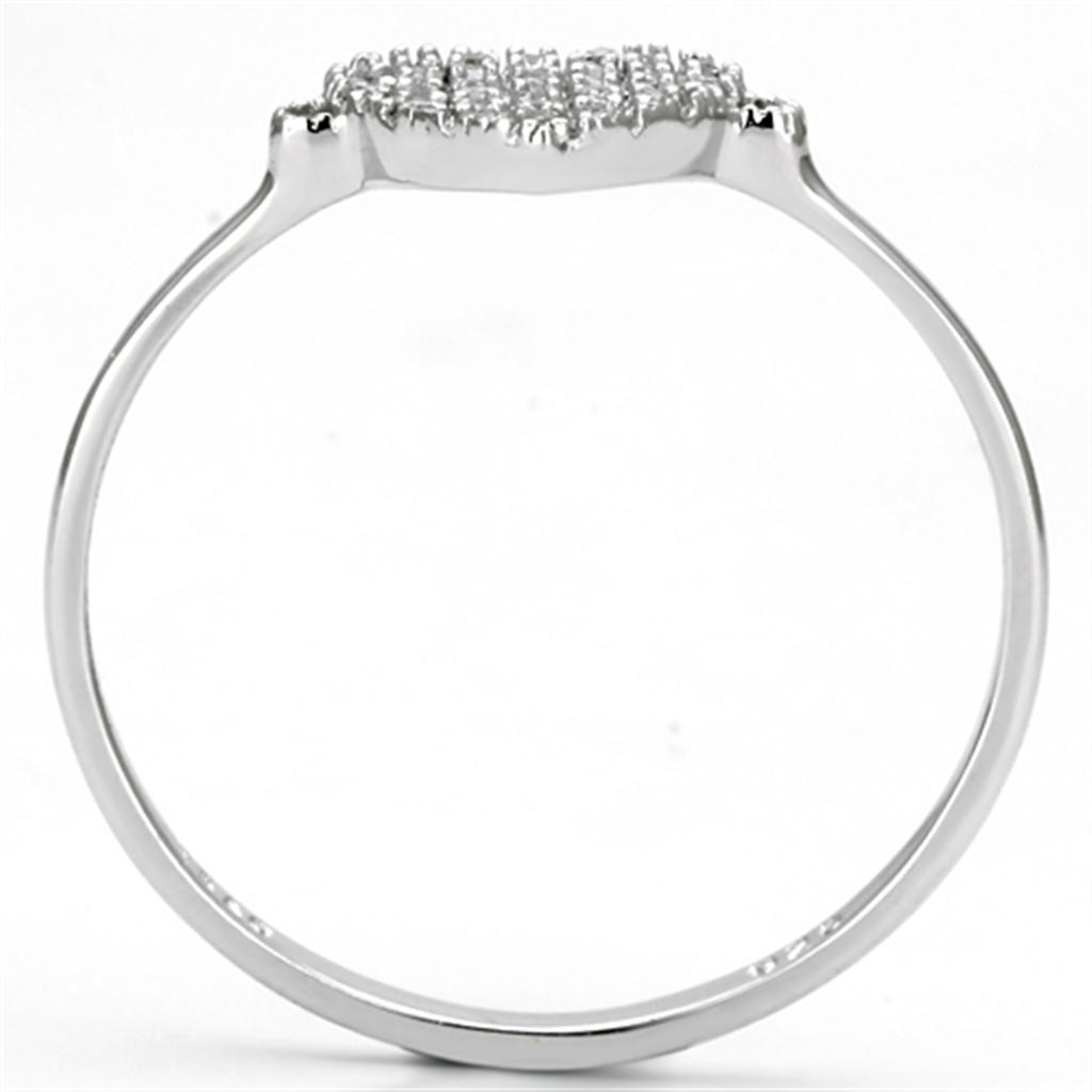 TS133 - Rhodium 925 Sterling Silver Ring with AAA Grade CZ  in Clear-2