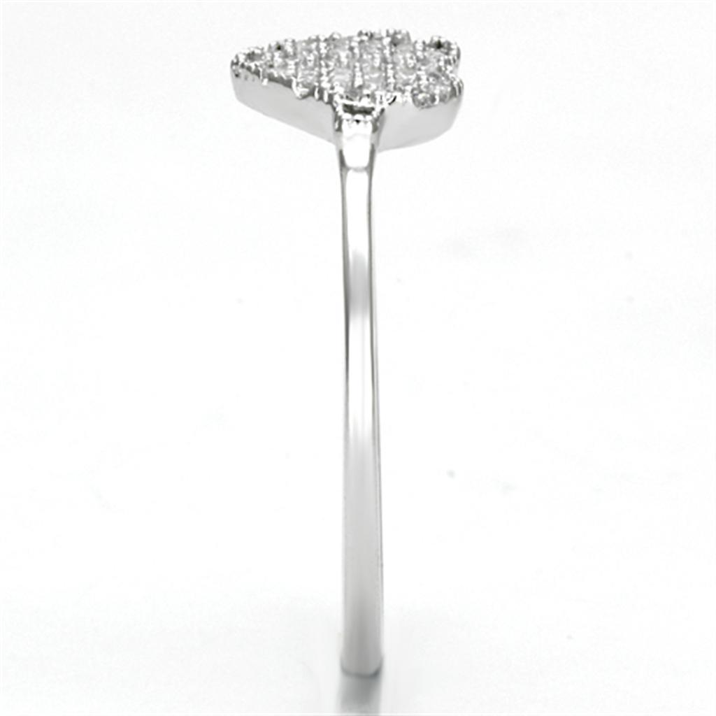 TS133 - Rhodium 925 Sterling Silver Ring with AAA Grade CZ  in Clear-3