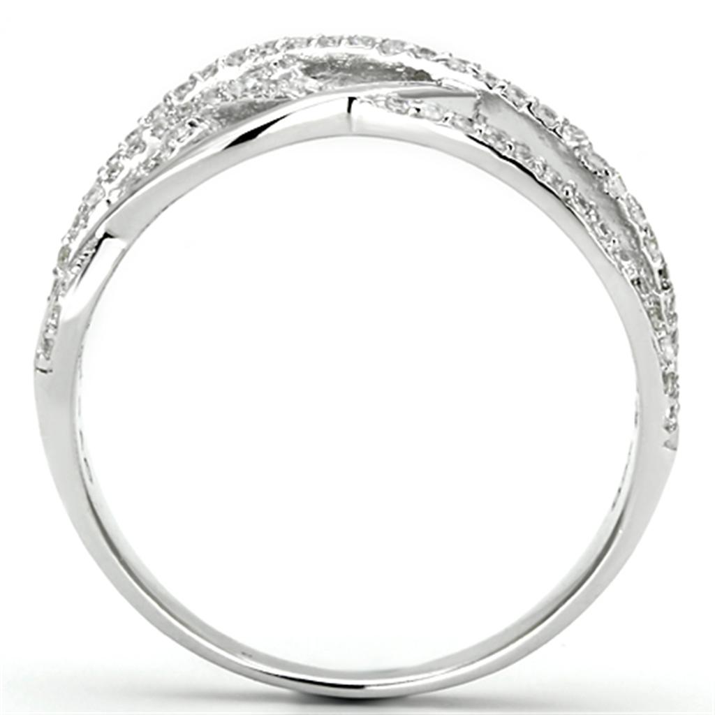 TS134 - Rhodium 925 Sterling Silver Ring with AAA Grade CZ  in Clear-2