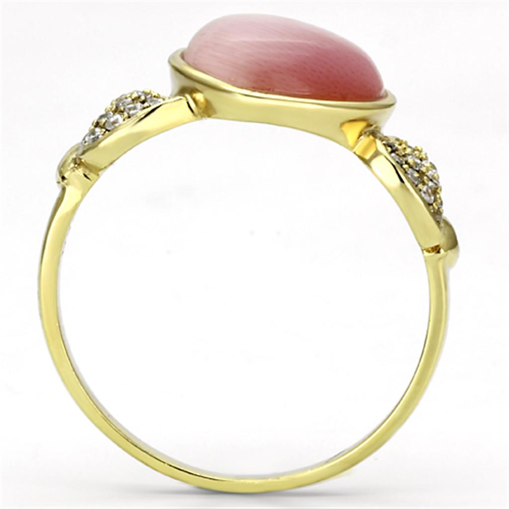 TS136 - Gold 925 Sterling Silver Ring with Synthetic Cat Eye in Rose-2