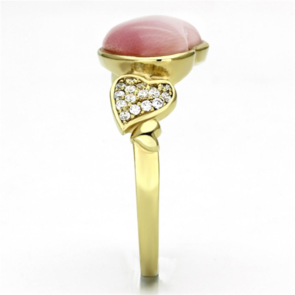 TS136 - Gold 925 Sterling Silver Ring with Synthetic Cat Eye in Rose-3