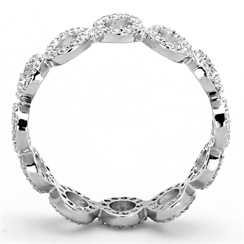 TS139 - Rhodium 925 Sterling Silver Ring with AAA Grade CZ  in Clear-2
