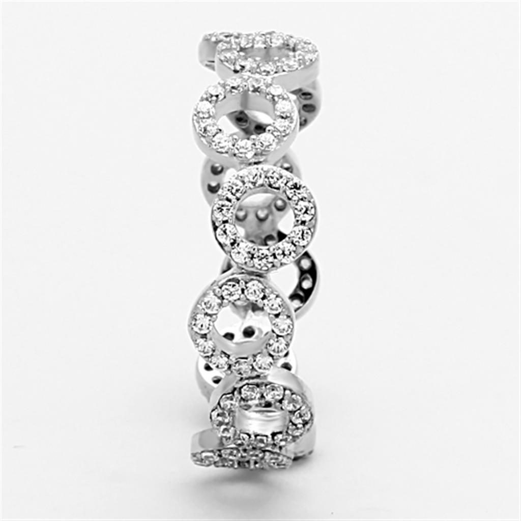 TS139 - Rhodium 925 Sterling Silver Ring with AAA Grade CZ  in Clear-3