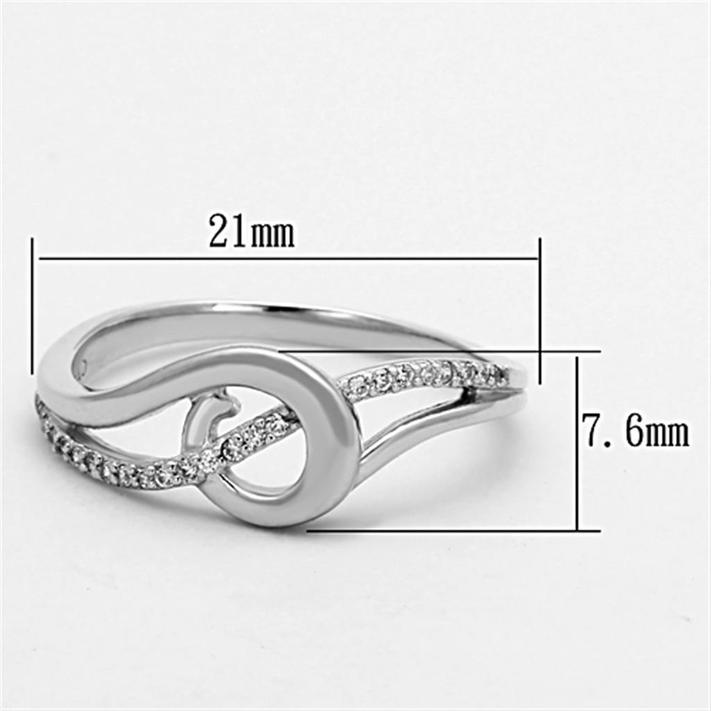 TS142 - Rhodium 925 Sterling Silver Ring with AAA Grade CZ  in Clear-1
