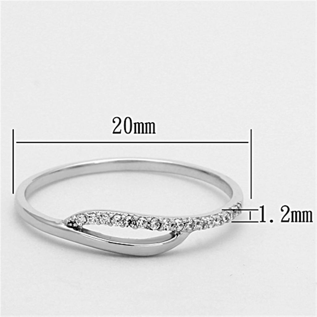 TS145 - Rhodium 925 Sterling Silver Ring with AAA Grade CZ  in Clear-1