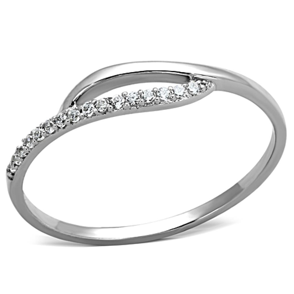 TS145 - Rhodium 925 Sterling Silver Ring with AAA Grade CZ  in Clear-4