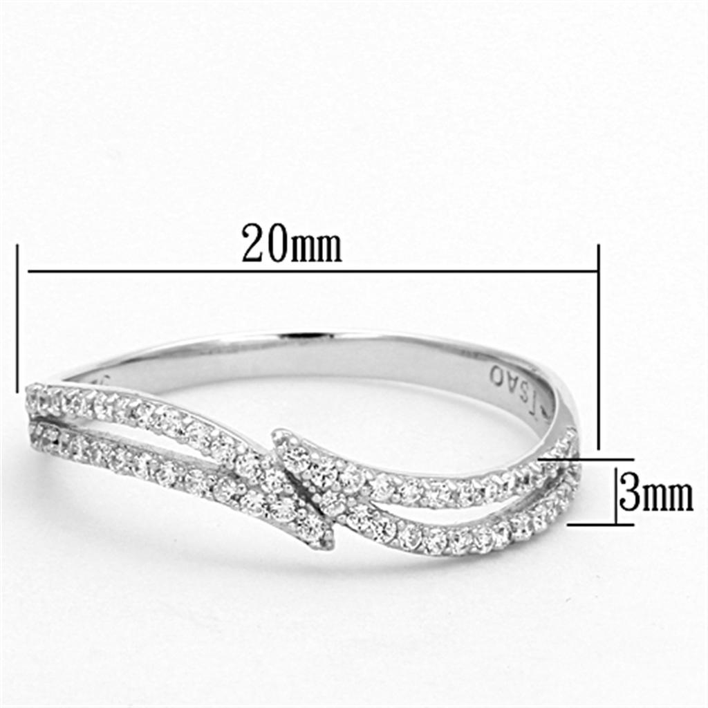 TS146 - Rhodium 925 Sterling Silver Ring with AAA Grade CZ  in Clear-1
