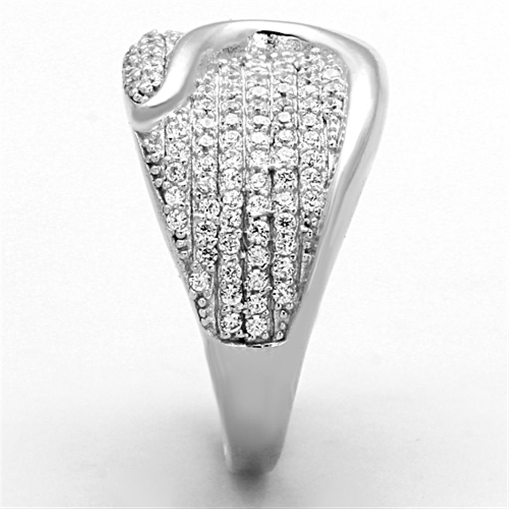 TS148 - Rhodium 925 Sterling Silver Ring with AAA Grade CZ  in Clear-3