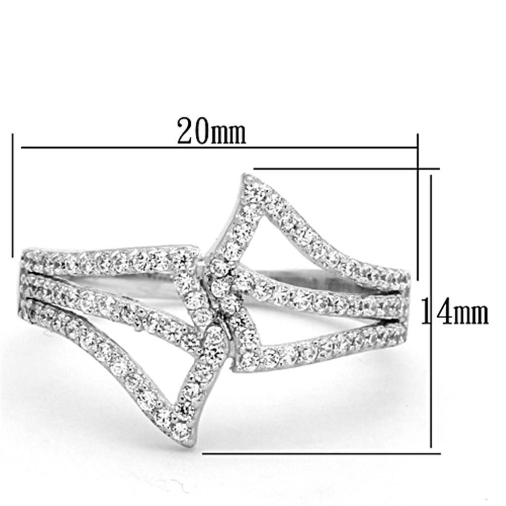 TS152 - Rhodium 925 Sterling Silver Ring with AAA Grade CZ  in Clear-1