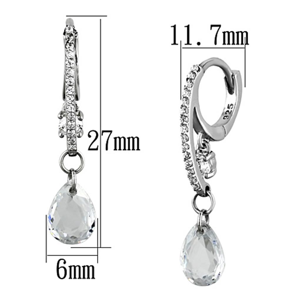 TS159 - Rhodium 925 Sterling Silver Earrings with AAA Grade CZ  in Clear-1