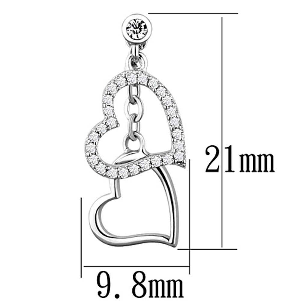 TS160 - Rhodium 925 Sterling Silver Earrings with AAA Grade CZ  in Clear-1