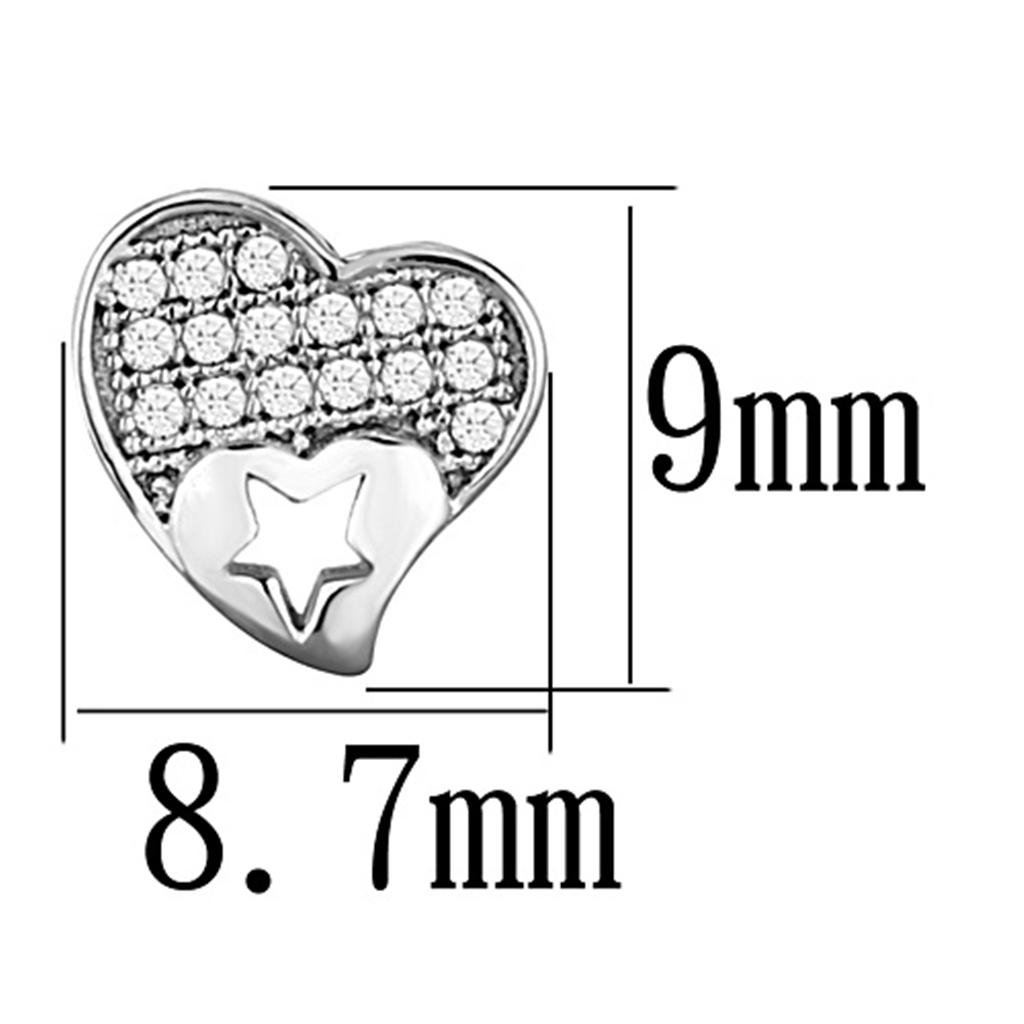 TS161 - Rhodium 925 Sterling Silver Earrings with AAA Grade CZ  in Clear-1