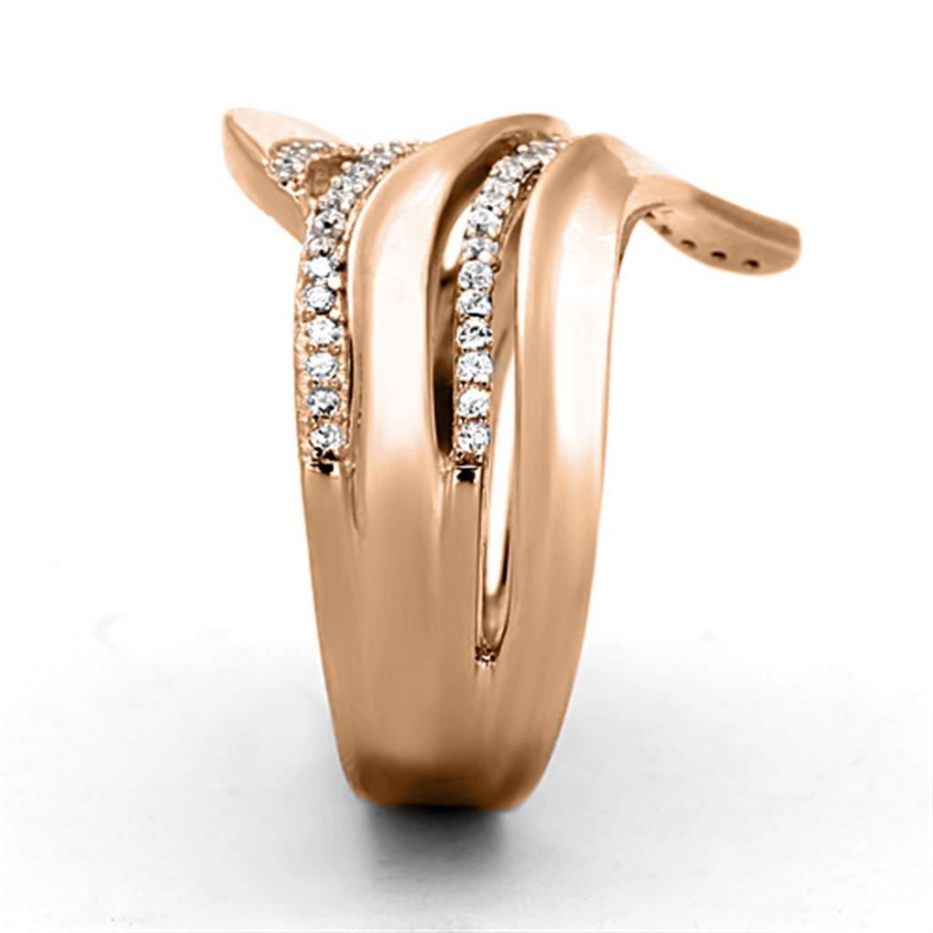 TS168 - Rose Gold 925 Sterling Silver Ring with AAA Grade CZ  in Clear-3