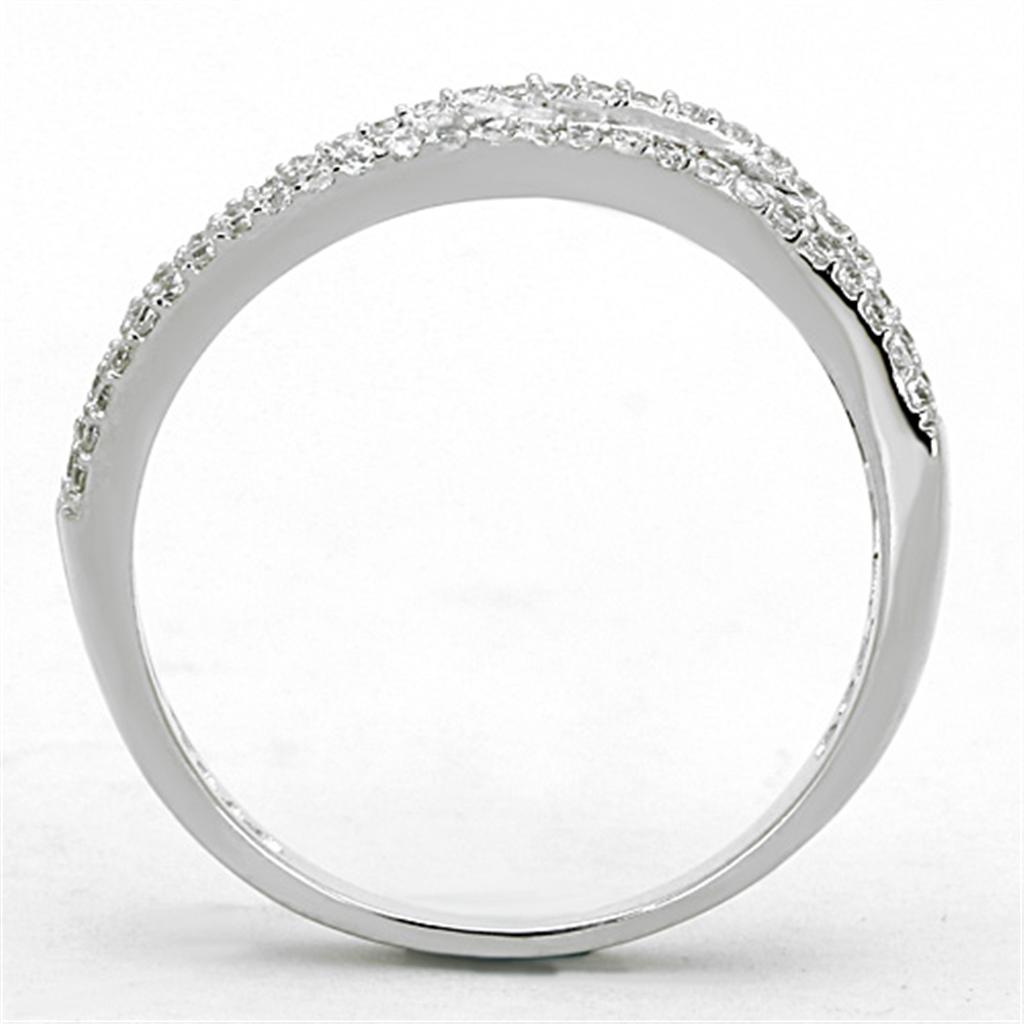 TS173 - Rhodium 925 Sterling Silver Ring with AAA Grade CZ  in Clear-2