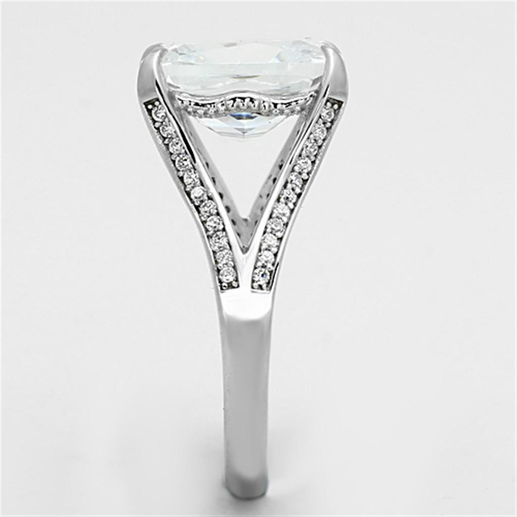 TS174 - Rhodium 925 Sterling Silver Ring with AAA Grade CZ  in Clear-3